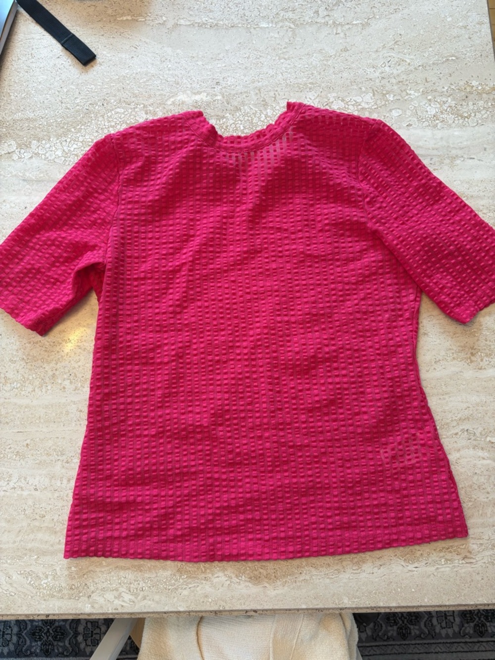 Anthropologie Pink Textured Short Sleeve Tee